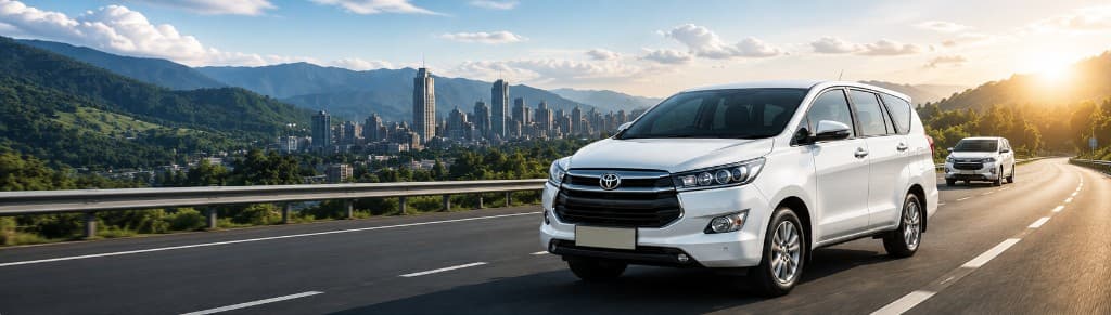 Premium Innova Crysta cabs on the highway — TejasFleets Car Rental