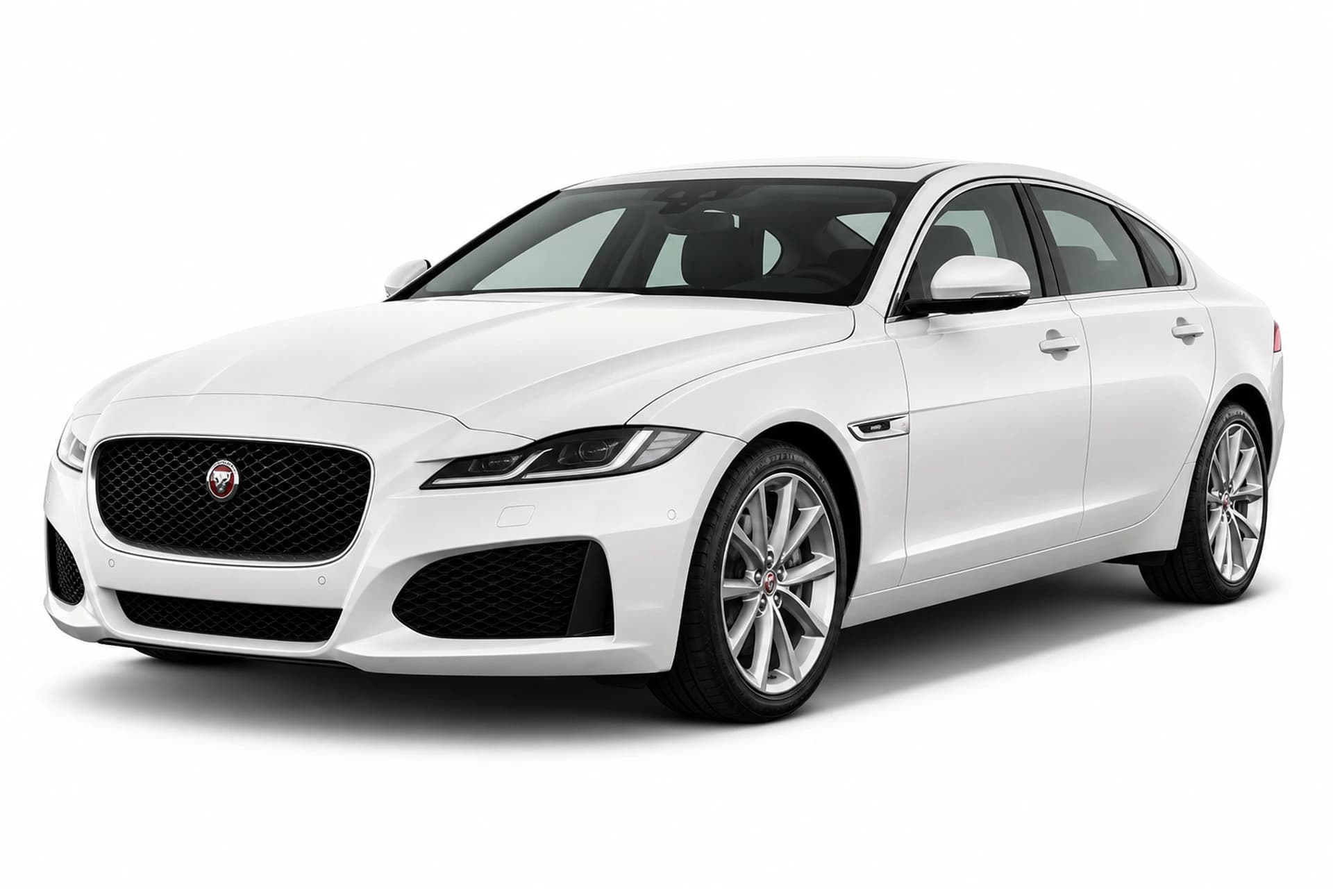 Front exterior of a Jaguar XF available for rental in Pune