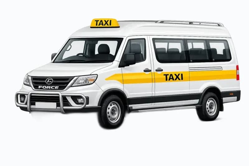 Luxury Tempo Traveller 20-Seater in Bangalore Front exterior of a Luxury Tempo Traveller 20-Seater available for rental in Bangalore