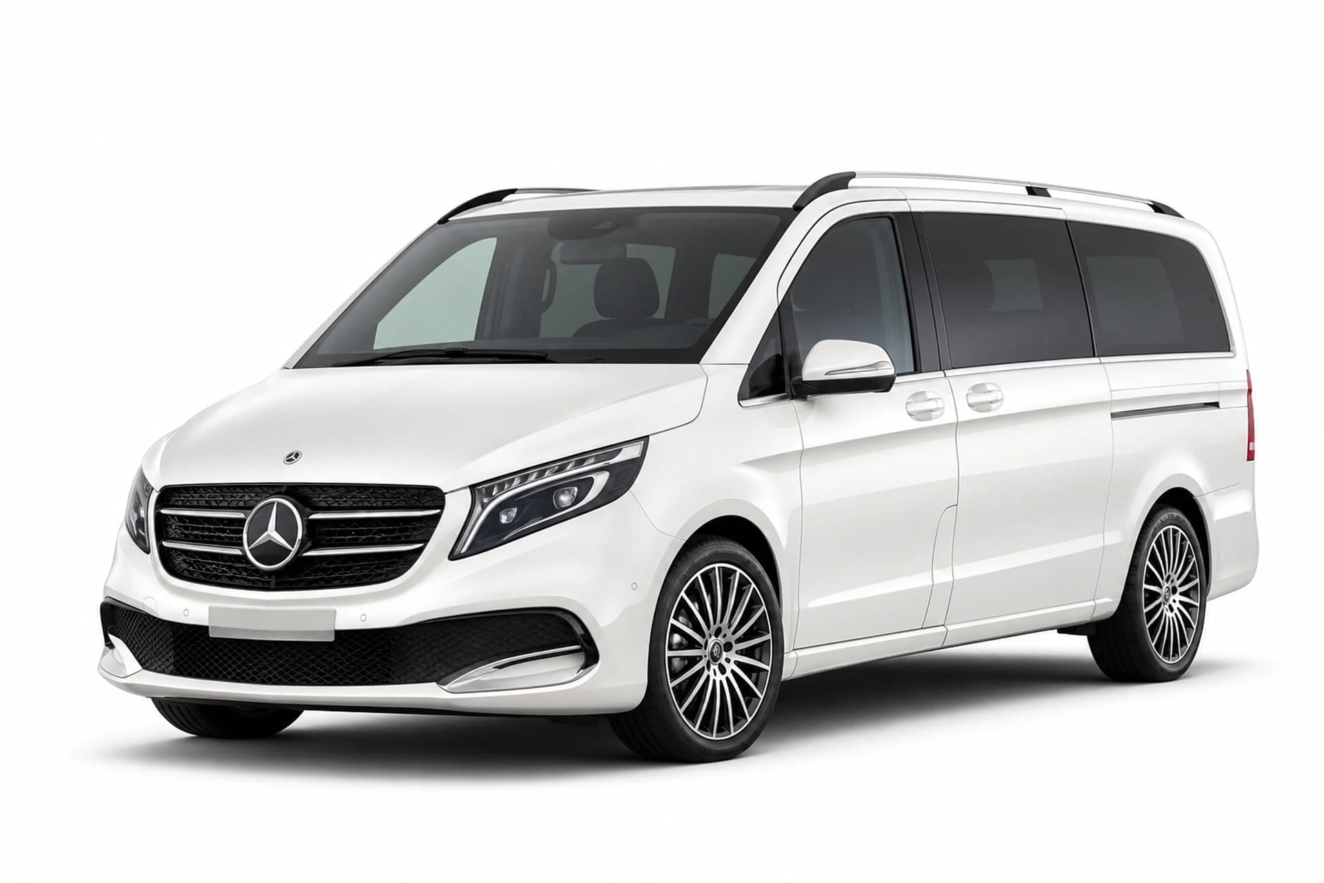 Mercedes V-Class in Pune Front exterior of a Mercedes V-Class available for rental in Pune